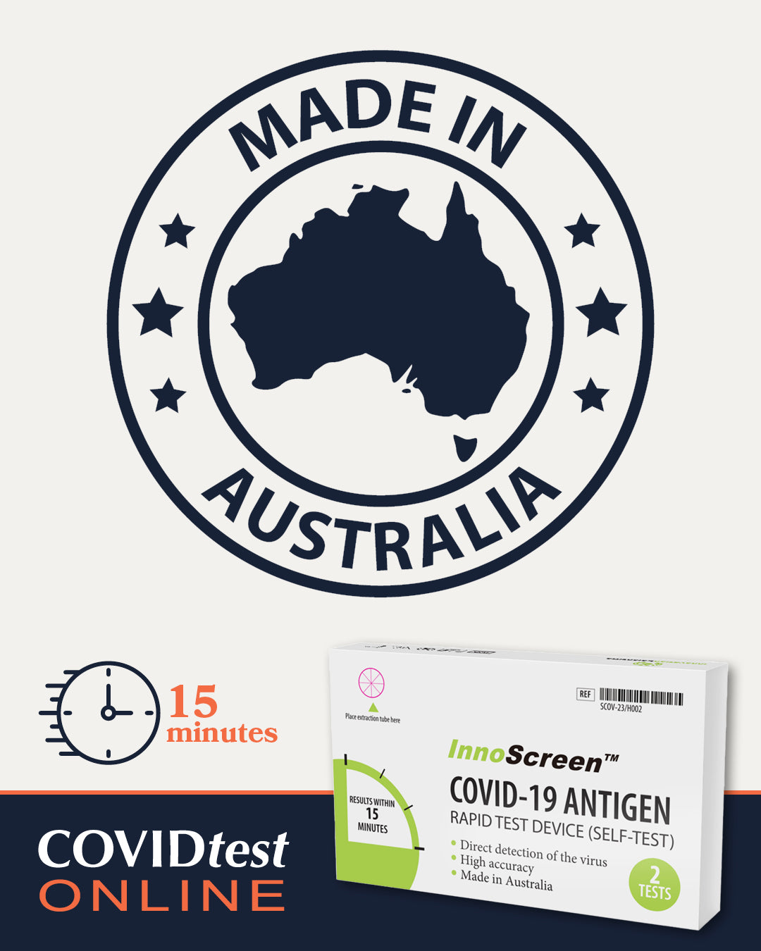 InnoScreen Australian Made COVID-19 Rapid Antigen Self Test (20 Pack)